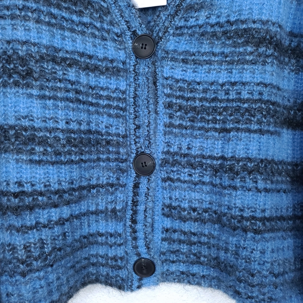 NAADAM Space Dye Alpaca Blue Puff Sleeves Cardigan - Picture 9 of 15